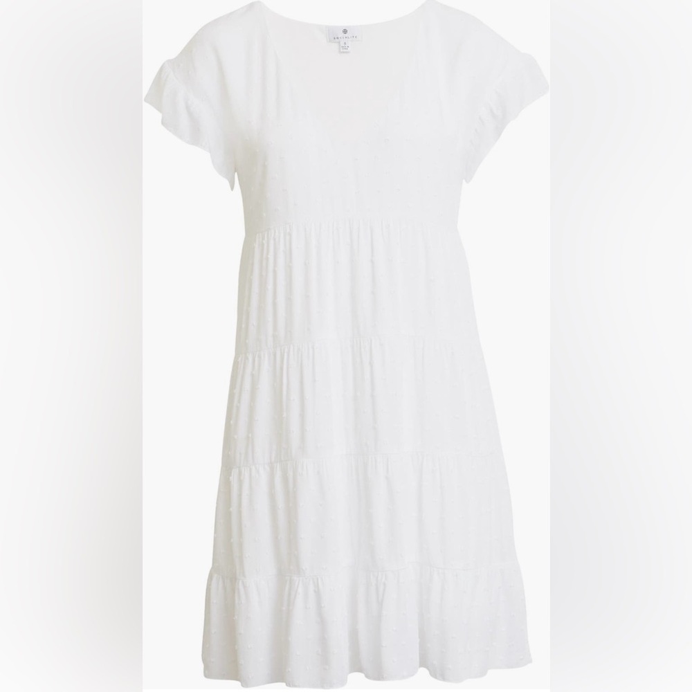 Socialite White Tiered Babydoll Dress Size S